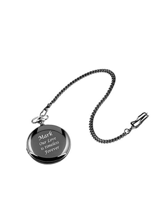 Personalized Gunmetal Pocket Watch Custom Engraved Free with Gift Box - Ships from USA