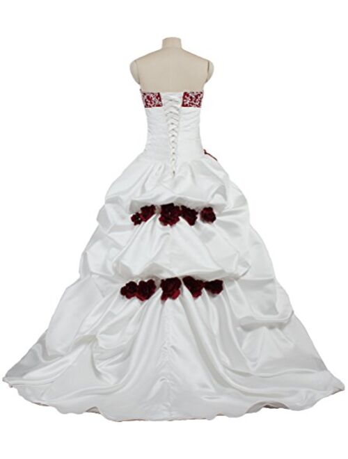 ANTS Womens Strapless Beaded Satin Wedding Dresses Ball Gowns 