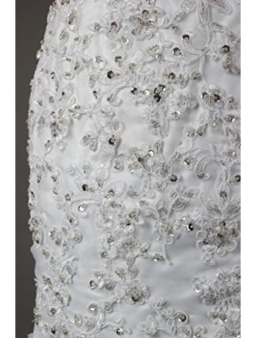 ANTS Women's Sweetheart Lace Mermaid Wedding Dress with Crystal Belt