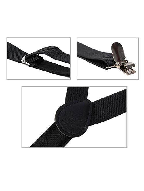 Suspenders Set for Boys, Adjustable Y-Shape Brace Belt with Bowtie and Necktie