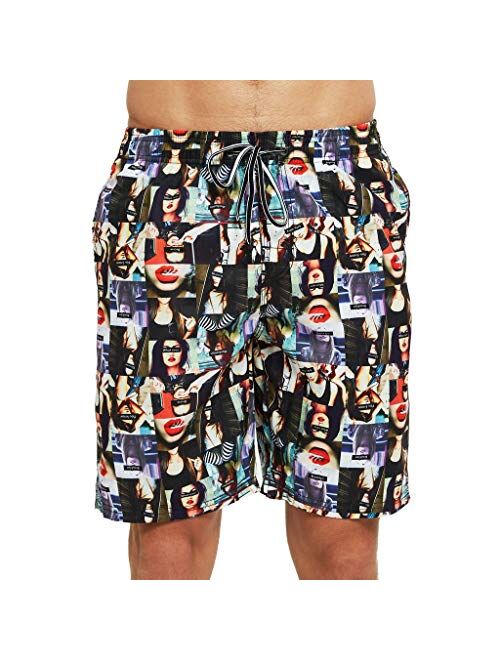 AINIKO Mens Swim Trunks Quick Dry Board Short Pants with Pockets and Mesh Lining Beach Swimwear Bathing Suits