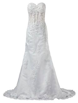 ANTS Women's A Line Sweetheart Transparent Bridal Dresses Vintage