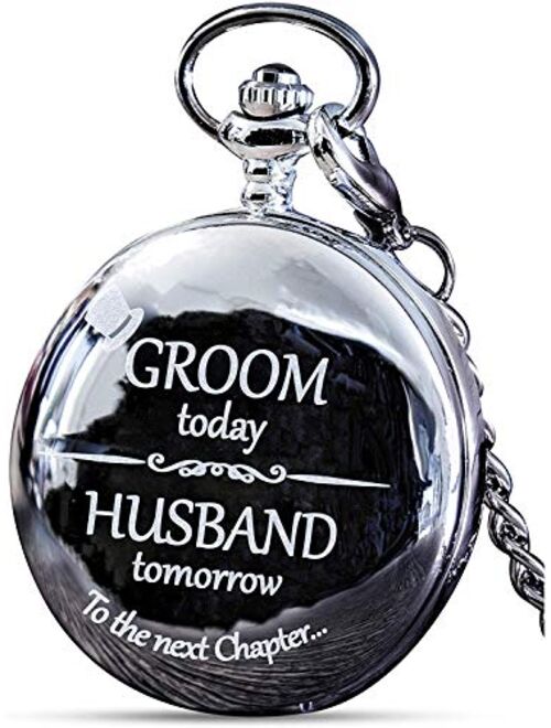 Groom Gifts from Bride - Engraved Groom Pocket Watch - Wedding Gift for Groom on Wedding Day I Gift for Groom from Bride on Wedding Day
