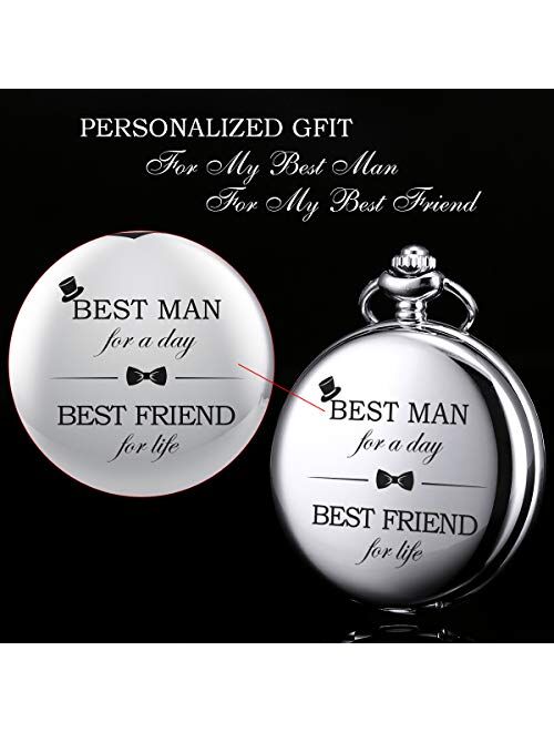 SIBOSUN Best Man for Wedding or Proposal - Engraved Best Man Pocket Watch - Wedding
