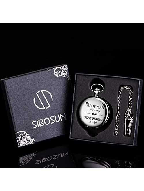 SIBOSUN Best Man for Wedding or Proposal - Engraved Best Man Pocket Watch - Wedding