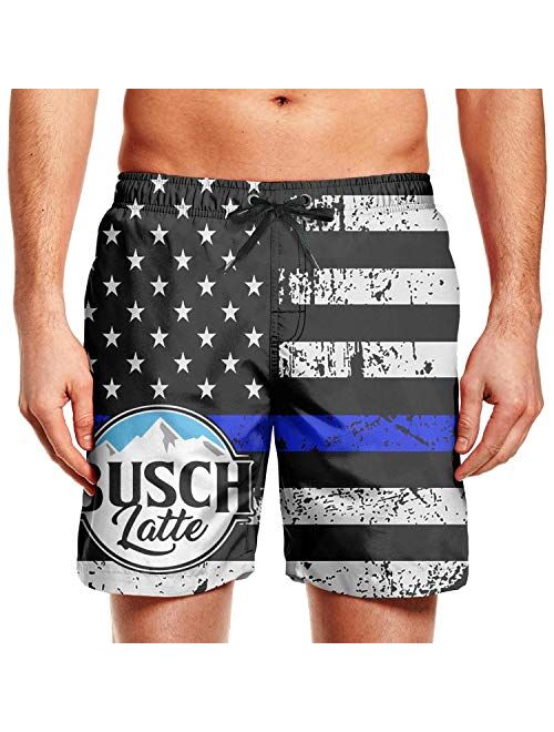 Ruslin American Flag Men's Swim Trunks Quick Dry Board Shorts with Zipper Pockets Bathing Suits for Swimming