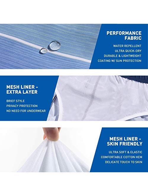 SULANG Men's Swim Trunks Regular Fit 9 Inch Inseam Quick Dry with Mesh Lining