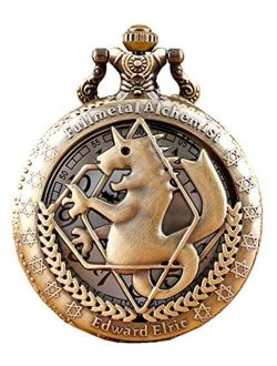 Fullmetal Alchemist Merch Pocket Watch with Chain Box for Cosplay Anime Accessories