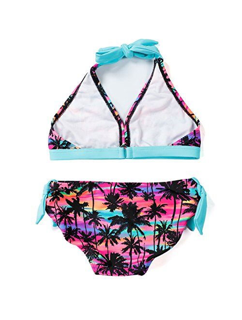 DAYU Girl's Coconut Grove Print Halter Bikini Set Two Piece Swimsuit Size 6-16