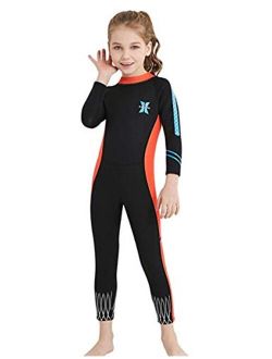 JELEUON Little Kids Girls Boys UV Protection Swimsuits 2.5mm Neoprene Keep Warm Wetsuit Long Sleeves Diving Suits