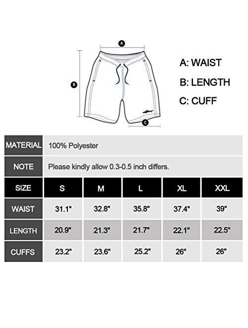Asylvain Men's Swim Trunks Bathing Shorts with 3D Print Deisgn Quick Dry Boards with Mesh Lining About Knee