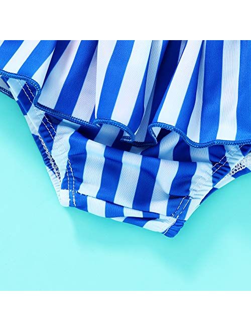 JEELLIGULAR Toddler Baby Girl Swimwear Bowknot Stripe Swimsuit Bathing Suit 2Pcs Bikini Set Outfits Summer
