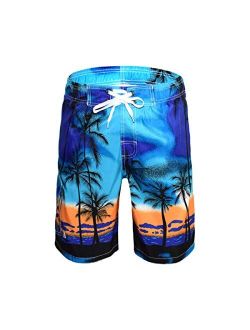 Men's Quick Dry Swim Trunks Beach Shorts with Mesh Lining