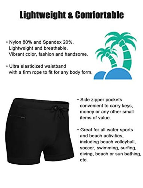 COOFANDY Men's Swimwear Swimsuits Solid Basic Swim Boxer Trunks Board Shorts with Zipper Pockets