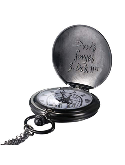 JewelryWe Vintage Fullmetal Alchemist Edward Elric's Pocket Watch Black with 31.9 Inches Chain, for Mothers Day