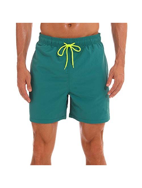 WEVIAS Men's Short Swim Trunks Best Board Shorts for Sports Running Swimming Beach Surfing Quick Dry Breathable Mesh Lining 