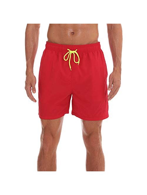 WEVIAS Mens Short Swim Trunks Quick Dry Breathable Sports Beach Surfing Running Swimming Board Shorts Mesh Lining