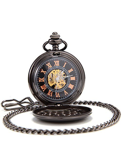 SEWOR Vintage Smooth Face Pocket Watch Classic with Brand Leather Box