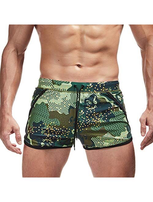 AIMPACT Mens Swim Trunks Quick Dry Running Shorts Vintage Sexy Shorts with Lining