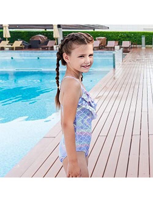 Girls One Piece Swimsuits Mermaid Bathing Suit Kids Beach Swimwear 3-14 Years