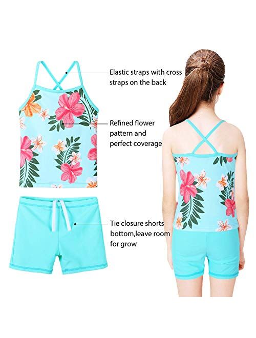 Girls Long Sleeve Swimsuits Rashguard 3 Pcs Sun Protective UV 50+ Zipper Swimwear