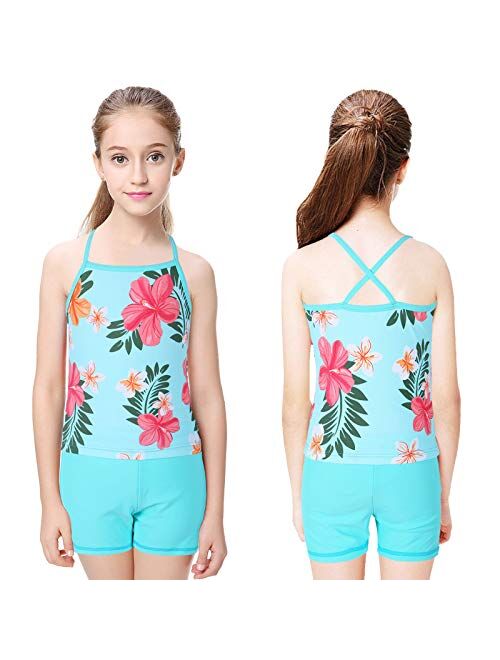 Girls Long Sleeve Swimsuits Rashguard 3 Pcs Sun Protective UV 50+ Zipper Swimwear