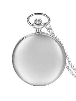 JewelryWe Men Women Vintage Pocket Watch Smooth Metal Classic Quartz Pendant Watch Free Personalized Photo/Text Engraving, for Mothers Day