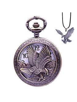 Udaney Eagle Gift Pocket Watch with Chain Vintage Quartz Half Hunter American 2021 Fashion