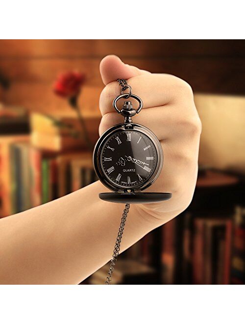 Personalized Pocket Watch Custom Photo Pocket Watch with Chain for Men/Women Engraved with Any Words, A Great Gift for Father and Boyfriend.