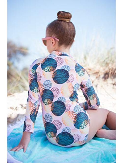 Tame the Sun Long Sleeve Swimsuit for Girls, UPF 50+, Ages 6-14, One Piece Rash Guard Bathing Suit