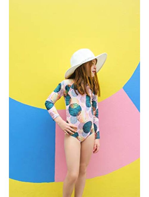 Tame the Sun Long Sleeve Swimsuit for Girls, UPF 50+, Ages 6-14, One Piece Rash Guard Bathing Suit