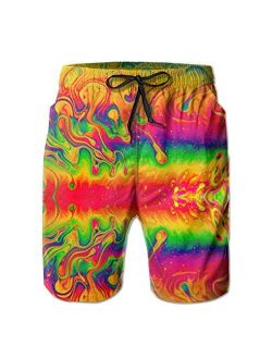 MOONLIT DECAYED Men's 3D Graphic Print Summer Surfing Beach Board Shorts Swimwear with Pocket