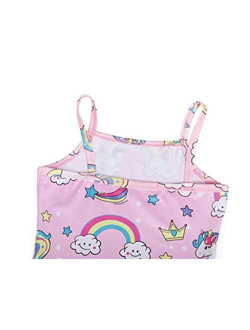 Cotrio Girls Unicorn One Piece Swimsuit Rainbow Bathing Suits Kids Swimwear Toddlers Tankini