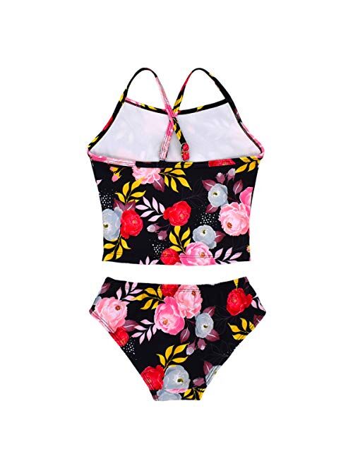 HONISEN Girls 2-Pieces Tankini Swimsuit Beach Swimwear
