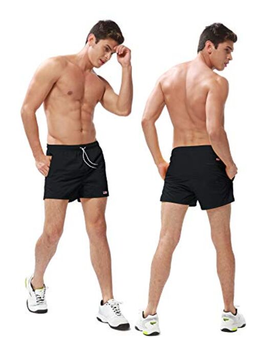 NITAGUT Men's 2 Pack Swim Trunks Quick Dry Beach Boardshorts Swimwear Bathing Suits Sportwear with Mesh Lining