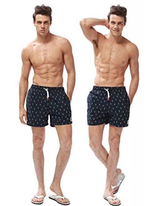 NITAGUT Men's 2 Pack Swim Trunks Quick Dry Beach Boardshorts Swimwear Bathing Suits Sportwear with Mesh Lining