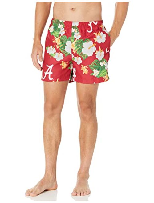 FOCO Men's Team Logo Floral Hawaiian Swim Suit Trunks