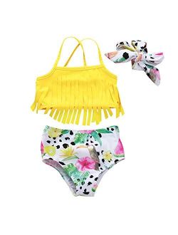 Amberetech 3pcs Toddler Baby Girls Swimwear Cute Watermelon Bikini Set Swimsuit Beachwear Outfits