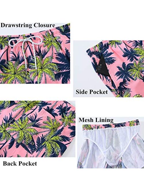 YuKaiChen Men's Swim Trunks Quick Dry Beach Shorts with Mesh Lining