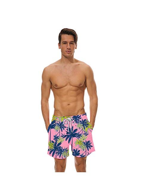 YuKaiChen Men's Swim Trunks Quick Dry Beach Shorts with Mesh Lining