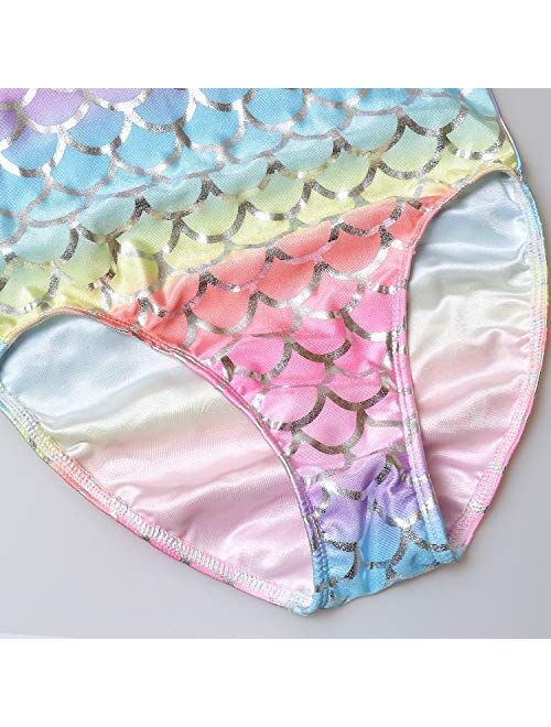QPANCY Swimsuits for Girls Rainbow Mermaid Bathing Suits Kids Sparkle Swimwear