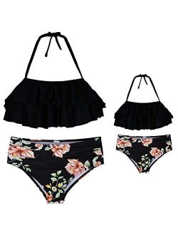 Firpearl Mother and Daughter Swimwear Family Matching Swimsuit Mommy and Me Bathing Buits