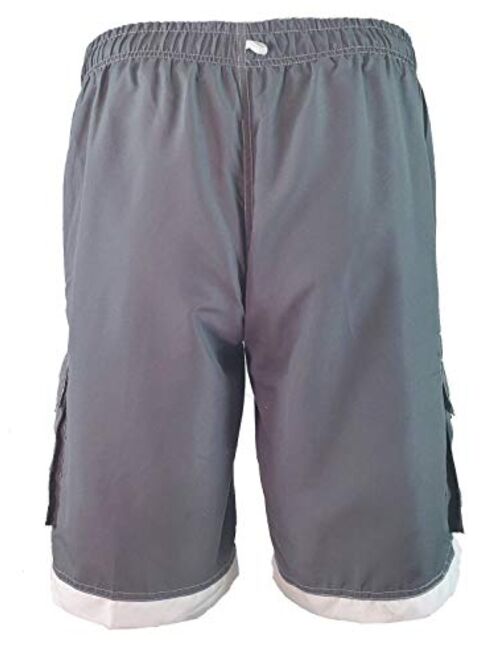 UZZI Men's Relax Long Cargo Swim Trunks