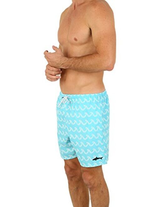 UZZI Men's Bimini Quick Dry Printed Short Swim Trunks