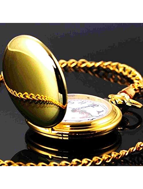 Men Vintage Pocket Watch with Chain for Family Gifts