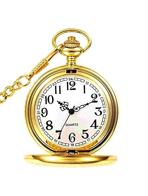 Men Vintage Pocket Watch with Chain for Family Gifts