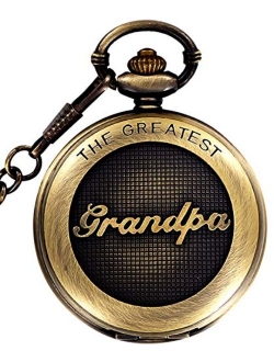 Retro Grandpa/Dad Pendant Gift for Quartz Pocket Watch + Chain