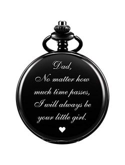 Pocket Watch Men Personalized Chain Quartz from Daughter Child to DAD Dady Father Engraved