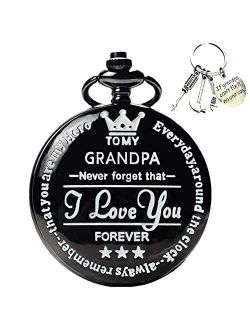 to My-Grandpa Pocket-Watch for Grandpa Best Gifts for Him Birthday Christmas Gifts, Engraved Pocket Watch with Box for Men