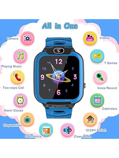 Kids Smart Watches for Girls Boys, Cell Phone Watch for Kids Educational, HD Touch Screen Games Watch Children Electronic Learning Toys Birthday Gifts for 3-14 Years Stud